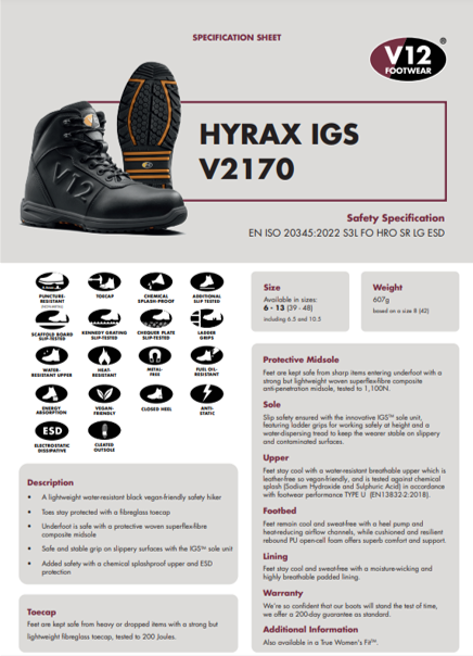 Hyrax - The Lightweight Safety Boot From V12 Footwear